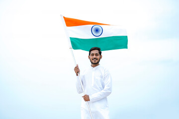 Indian man celebrating independence day