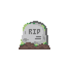 Wall Mural - Pixel art grave. Pixel gravestone, with text rip. Halloween decorative pixel art tomb. Retro Grave illustration.