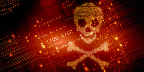 2d illustration abstract binary skull 
 