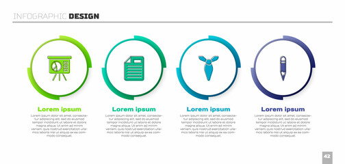 Poster - Set Board with graph, File document, Tie and Pencil. Business infographic template. Vector