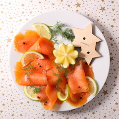 Canvas Print - smoked salmon fillet and lemon