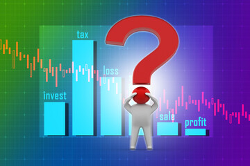Poster - 3d illustration man lying on a red question mark