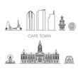 © tettygreen - Cape Town, architecture line skyline illustration. Linear vector cityscape with famous landmarks