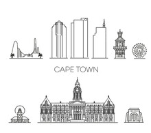 Cape Town, Architecture Line Skyline Illustration. Linear Vector Cityscape With Famous Landmarks