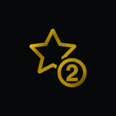 2 Stars Symbol gold plated metalic icon or logo vector