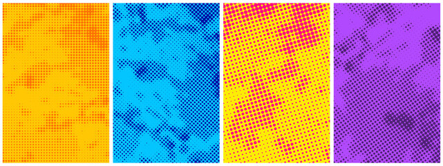 Wall Mural - Set of abstract halftone colorful backgrounds.