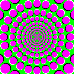 Wall Mural - peripheral drift illusion, pdi, a motion illusion on green background. it seems, the colorful magent