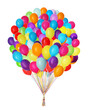 Big bunch of bright balloons on white background