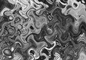 Poster - Abstract art of swirling fluid distorted shapes in Van Gogh style in black and white