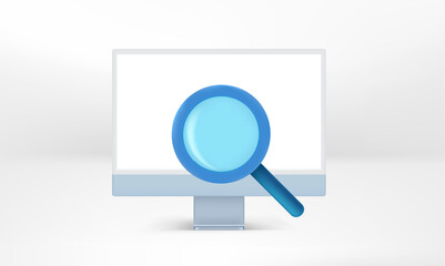 Poster - Searching information via modern computer. Vector mockup