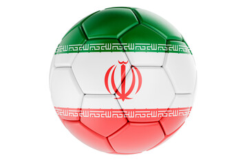 Wall Mural - Soccer ball or football ball with Iranian flag, 3D rendering