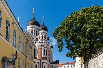 Poster - the old town of Tallinn with a historic church