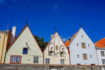 Sticker - historic old buildings in the old town center of Tallinn