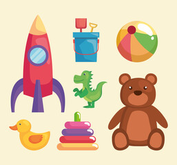 Wall Mural - seven kids toys icons