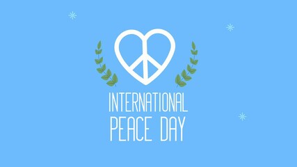 Canvas Print - international peace day lettering with heart and wreath