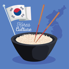 Wall Mural - korean food and flag