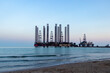 Oil platform in the Caspian sea coast near Baku, Azerbaijan. Oil rig in the Caspian Sea
