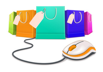 Canvas Print - Shopping Bags Mouse Composition