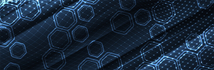 Aufkleber - Futuristic Hexagon background. Blue Hexagonal pattern. Modern vector illustration