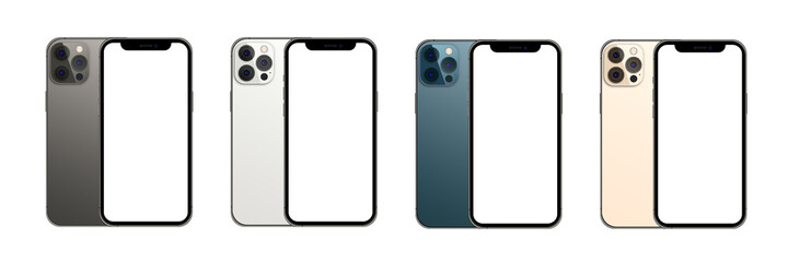 Poster - Front and back side smartphone. Mockup screen smartphone with blank screen. Realistic vector illustration. EPS10