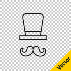 Sticker - Black line Magician icon isolated on transparent background. Vector