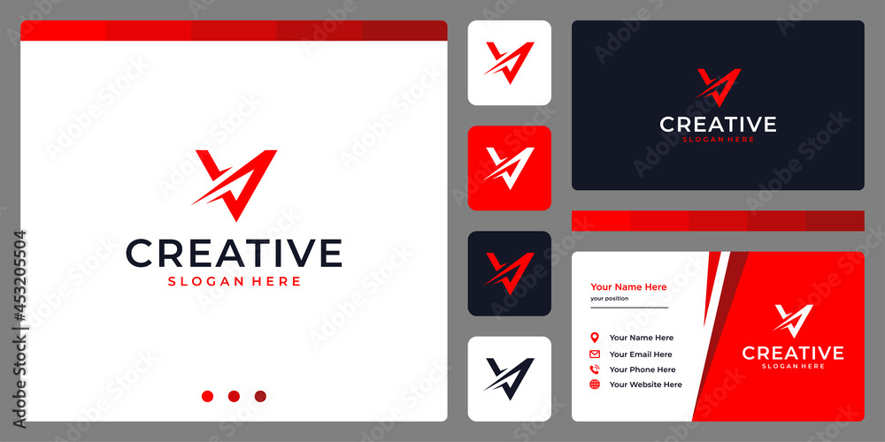 Initial letter V logo design template with growth launch graphic vector ...