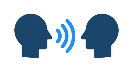 Poster - People speaking, talking, listening icon.