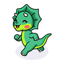 Cute Little Triceratops Dinosaur Cartoon Running