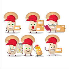 Sticker - Cartoon character design of slice enokitake working as a courier