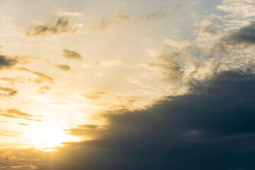 Wall Mural - Stunning view of a dramatic sunset with some clouds. Romantic sky, natural background, Sardinia, Italy.
