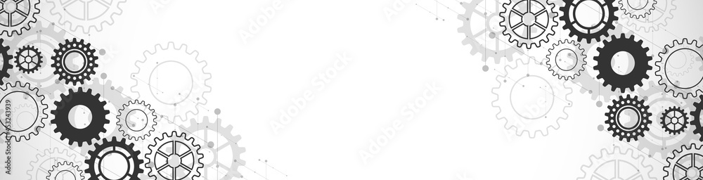 Banner design template or website header. Cogs and gear wheel ...