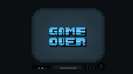 Wall Mural - Pixel tv with ficking game over animation screen.