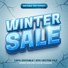 Winter Sale 3d Frozen Ice Editable Text Effect
