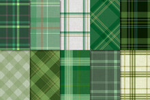 Green Plaid Seamless Patterned Background Set
