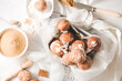 Mini donuts with powder sugar and coconut