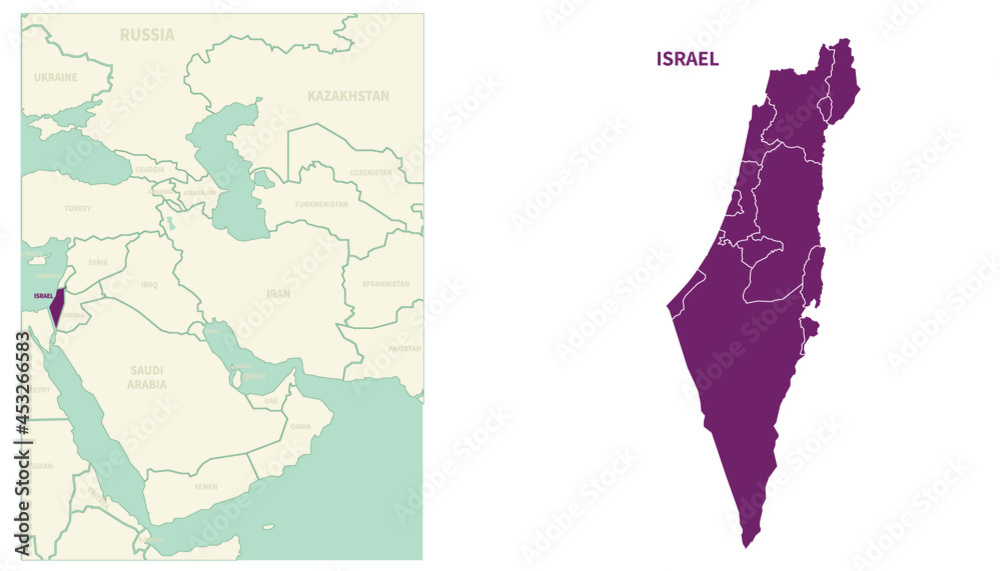 Israel map. map of Israel and neighboring countries. Stock Vector ...
