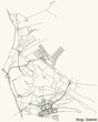 Black simple detailed street roads map on vintage beige background of the quarter Stogi district of  Gdansk, Poland