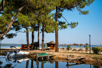 Wall Mural - marina in lake biscarosse french coast