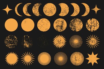 Wall Mural - Moon phases Sun, planet, star Universe objects