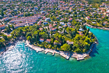 Wall Mural - Malinska waterfront beaches and turquoise coastline view in Dub, Island of Krk