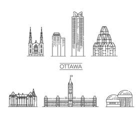 Wall Mural - Ottawa architecture line skyline illustration