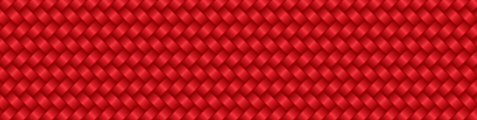 Poster - Red seamless pattern metallic woven fiber. Texture wicker ribbons. Seamless pattern with weave ornament. Realistic woven fiber. Repeating interlacement ribbons. Vector EPS10.
