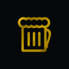 Beer Jar gold plated metalic icon or logo vector