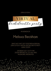 Wall Mural - Virtual Bachelorette Invitation | Virtual Hen Party Invitation | Lockdown Bachelorette Zoom Party Vector Invite