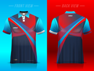 polo shirt uniform design, can be used for badminton, golf in front view, back view. jersey mockup Vector, design premium very simple and easy to customize.