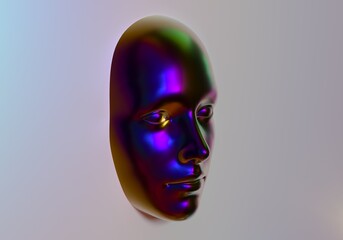 Aufkleber - Surreal 3D illustration of a holographic head in the wall. Concept of artificial intelligence.