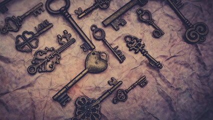 Wall Mural - Skeleton Keys On Rough Paper