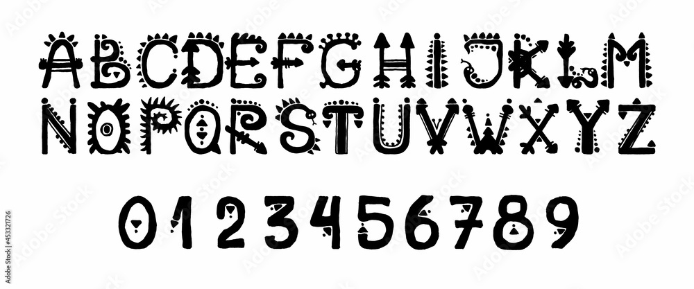 African Culture Vector Alphabet Black Color Isolated on Whute ...