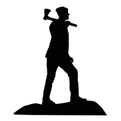  Silhouette Of Lumberjack With Ax