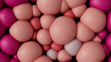 Pink And Peach 3D Spheres Arranged To Create A Multicolored Abstract Background. 3D Render.  